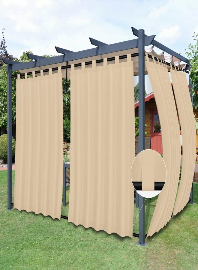 إيزي-جوينج ستائر خارجية سهلة الاستخدام، قابلة للفصل، مزودة بحلقات علوية، مقاومة للرياح والظروف الجوية، مناسبة للكابانا والشرفة والبرجولا والجازيبو، مزودة بحلقات سفلية، قطعتان، 54 بوصة عرض × 96 بوصة طول، بيج. - Image 1